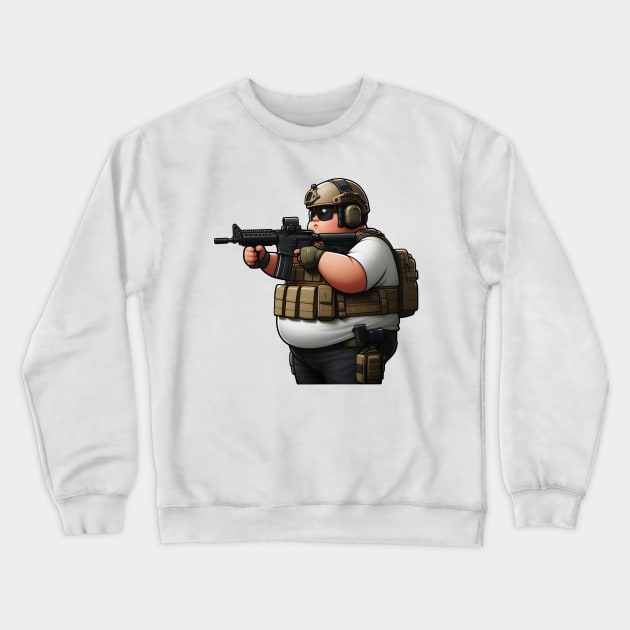 Tactical Fatman Crewneck Sweatshirt by Rawlifegraphic